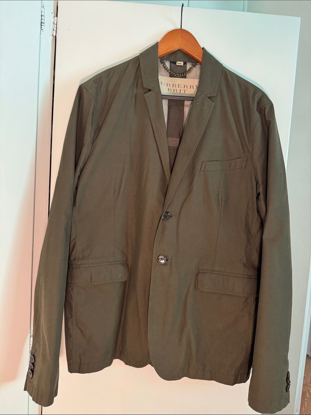 Burberry Men's Olive Green Lightweight Shirt Jacket